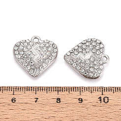 合金ラインストーンペンダント  失恋  鉛フリー＆カドミウムフリー  プラチナ  21x21x4mm  穴：2mm&nbsp;FIND-N008-11P