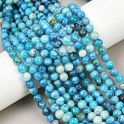 天然宝石異極鉱ラウンドビーズ連売り  染め  シアン  6mm  穴：1mm  約62個/連  15インチ&nbsp;G-L145-6mm-01