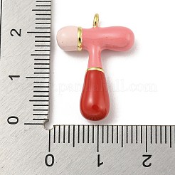 真鍮製エナメルペンダント  長持ちメッキ  カドミウムフリー＆鉛フリー  18KGP本金メッキ  レターチャーム  文字t  23.5x16.5x6mm  穴：1.6mm&nbsp;KK-E093-03G-T