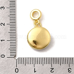 Brass Coconut Brown Enamel Flat Round with Heart European Dangle Charms&nbsp;KK-C113-05G