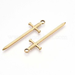 イオンプレーティング（IP）304ステンレスペンダント  剣のチャーム  18KGP本金メッキ  45x13.5x2mm  穴：2.5mm.&nbsp;STAS-N098-135LG
