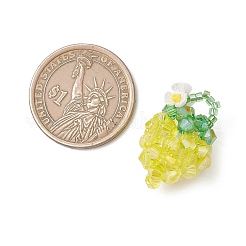 ガラスシードビーズペンダント  イチゴのチャーム  ガラス＆樹脂付き  多面カット  きいろ  27~28.5x18~18.5mm  穴：5.5x4.5mm&nbsp;PALLOY-MZ01238-04