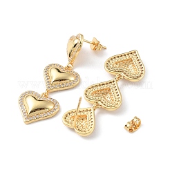 Clear Cubic Zirconia Heart Dangle Stud Earrings&nbsp;EJEW-P227-01G