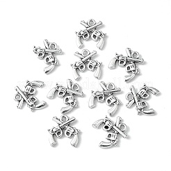 亜鉛合金のネックレスのペンダント  クロスピストル  ダブル銃のアクセサリーのチャーム  鉛フリー及びカドミウムフリー  アンティークシルバー  約16mm長  16 mm幅  厚さ3mm  穴：2mm&nbsp;X-EA9074Y