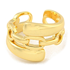 Brass Cable Chain Open Cuff Ring for Women&nbsp;RJEW-M173-11A-G