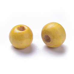染色天然木ビーズ  ラウンド  無鉛の  きいろ  8x7mm  穴：3mm  約6000個/1000g&nbsp;WOOD-Q006-8mm-03-LF