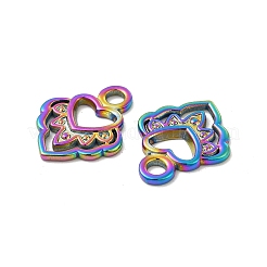 イオンプレーティング（IP）304ステンレスペンダント  ハートチャーム  虹色  16.5x13.5x1.5mm  穴：2.2mm&nbsp;STAS-B032-08MC