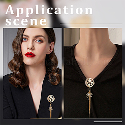 6Pcs Clear Cubic Zirconia Moon with Star Brooch Pin&nbsp;JEWB-BBC0001-02
