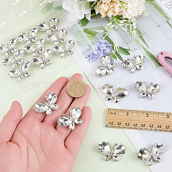 Platinum Tone Alloy Rhinestone Butterfly Cabochons&nbsp;DIY-FG0009-98B