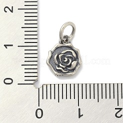 丸カン付きスターリングシルバーフラワーチャーム925個とスタンプ925個  アンティークシルバー  10.5x9x3mm  穴：3.5mm&nbsp;STER-M021-02AS-02