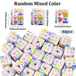 40Pcs Laser & Printed Opaque Acrylic Beads&nbsp;OACR-PA0002-15