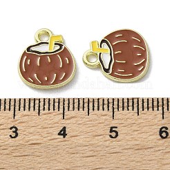 フルーツ合金エナメルチャーム  ココナッツ  ライトゴールド  サドルブラウン  14x12x1.5mm  穴：1.6mm&nbsp;PALLOY-S058-01LG-17