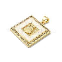Brass Micro Pave Clear Cubic Zirconia Pendants&nbsp;KK-A221-26G-01