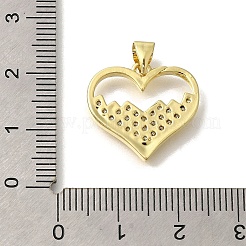 真鍮マイクロパヴェクリアキュービックジルコニアペンダント  ハートチャーム  18KGP本金メッキ  17.5x19x2.5mm  穴：4x3mm&nbsp;LS-KK-M297-30G