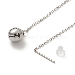 Tarnish Resistant 304 Stainless Steel Long Chain with Small Bell Dangle Stud Earrings for Women&nbsp;EJEW-A068-01P