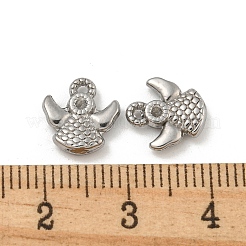 変色しない304ステンレススチールチャーム  エンジェルチャーム  ステンレス鋼色  10x9.5x2.5mm  穴：0.7mm&nbsp;STAS-N103-78P