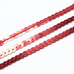プラスチックスパンコールビーズ  スパンコールビーズ  装飾アクセサリー  フラットラウンド  レッド  6mm  約100ヤード/ロール&nbsp;PVC-Q085-6mm-3