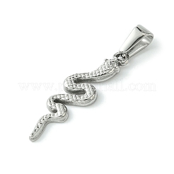 変色しない304ステンレススチールペンダント  スネークチャーム  ステンレス鋼色  31x8.5x2mm  穴：7x3.5mm&nbsp;STAS-L275-01B-P