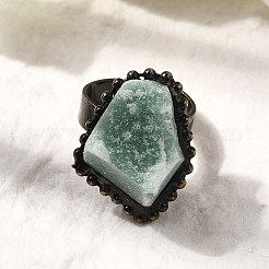 Natural Green Aventurine Irregular Nugget Open Cuff Rings&nbsp;G-A278-03AB-06