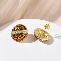 Brass Micro Pave Clear Cubic Zirconia Stud Earrings for Women&nbsp;EJEW-A169-01A-G