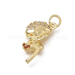 Brass Micro Pave Orange Cubic Zirconia Pendants&nbsp;CU-L001-13G-01