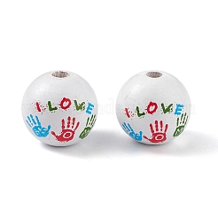 Printed Natural Wood European Beads&nbsp;LS-WOOD-C015-02