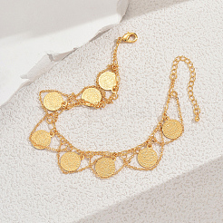 Vintage Iron Round Coin Chain Tassel Anklets for Women&nbsp;LU3450