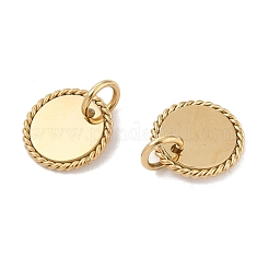 304ステンレススチールチャーム  丸カン付き  フラットラウンドのチャーム  14KGP本金メッキ  12x1mm  穴：3.8mm&nbsp;STAS-L022-548A-G