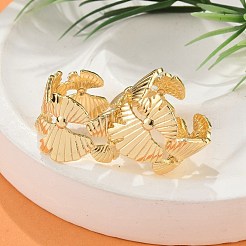 女性用フラワー真鍮指輪  カドミウムフリー＆ニッケルフリー＆鉛フリー  18KGP本金メッキ  15.3mm  内径：18mm&nbsp;RJEW-B119-09G