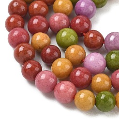 天然の天然翡翠ビーズ連売りを染めた  ラウンド  ミックスカラー  6mm  穴：1mm  約31個/連  7.48インチ（19cm）&nbsp;G-G021-02A-26