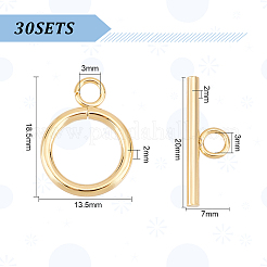 304ステンレススチールマンテル30セット  リング  18KGP本金メッキ  リング：18.5x13.5x2mm  穴：3mm  バー：20x7x2mm  穴：3mm&nbsp;STAS-UN0046-53