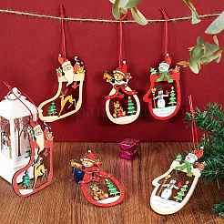 12Pcs 6 Style Mixed Shapes Wooden Ornaments&nbsp;DIY-SZ0003-40