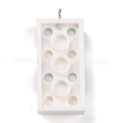 樹脂チャーム  プラチナ鉄ループ付き  おもちゃのレンガ  グレー  36x15.5x8mm  穴：2.6mm&nbsp;RESI-E017-C07