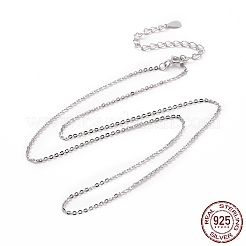 Anti-Tarnish Rhodium Plated 925 Sterling Silver Cable Chains Necklace for Women&nbsp;STER-I021-09P