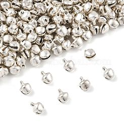 鉄製ベルチャーム400個  ハート  クリスマスデコレーションのための素晴らしい  銀  8x6mm  穴：1mm&nbsp;IFIN-FS0001-63S