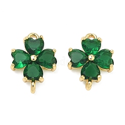 Saint Patrick's Day Glass Clover Connector Charms&nbsp;KK-P348-03G