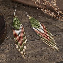 Bohemian Style Gradient Glass Beads Tassel Earrings&nbsp;QE2744