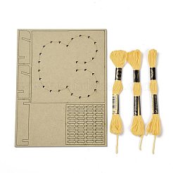 子供のためのDIYストリングアートキットの芸術品と工芸品  木製のステンシルと羊毛糸を含む  マウス模様  16x21x0.3cm&nbsp;DIY-P014-B01