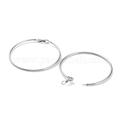 変色しないリング 304 ステンレススチール フープピアス 女性用 男性用  ステンレス鋼色  12ゲージ  60.5x2mm  ピン：0.6mm&nbsp;EJEW-B049-02G-P