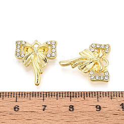 合金ラインストーンペンダント  ちょう結びのチャーム  ライトゴールド  19x16x4mm  穴：1.8mm&nbsp;FIND-N012-05KCG