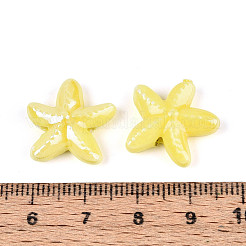 手作りの陶器ビーズ  ヒトデ  光沢釉の磁器  きいろ  17~17.5x17~17.5x5~5.5mm  穴：1.6~2mm&nbsp;PORC-Q002-02B-01