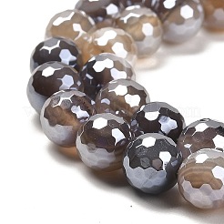 Electroplated Natural Botswana Agate Round Beads Strands&nbsp;G-L598-A03-02