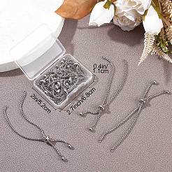 10Pcs Adjustable 304 Stainless Steel Slider Bracelet/Bolo Bracelets Making&nbsp;STAS-BBC0001-63P