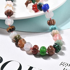 カボチャの天然石と合成石のビーズネックレス  201個のステンレススチール製金具付き  19.57インチ（49.7cm）&nbsp;G-P563-06