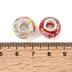 ロンデルランプワーク大穴ヨーロピアンビーズ  シルバーカラーメッキ真鍮コア付き  ミックスカラー  13~14x10~11mm  穴：5mm&nbsp;X-LPDL-R003-02