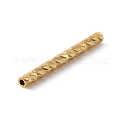 真鍮製チューブビーズ  テクスチャ  ゴールドカラー  15x1.5mm  穴：0.6mm&nbsp;FIND-WH0110-156B