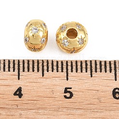 真鍮マイクロペーブクリアキュービックジルコニアビーズ  太陽のあるロンデル  18KGP本金メッキ  6.8x5mm  穴：2mm&nbsp;KK-Z162-14G