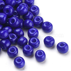 ベーキングペイント ガラスシードビーズ 6/0個  ラウンド  ダークブルー  4~4.5x3mm  穴：1~1.2mm  約4500個/袋  約450 G /袋&nbsp;SEED-Q025-4mm-M20