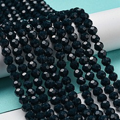 不透明ガラスビーズスタンド  ファセット（32ファセット）  ラウンド  プルシアンブルー  6mm  穴：1mm  約98個/連  20.47''（52センチメートル）&nbsp;X-EGLA-A035-P6mm-D35