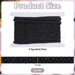 4.7ヤードのプラスチックビーズリボン  衣類用アクセサリー  ギフトデコレーション  ブラック  3/8インチ（11mm）  約4.7ヤード（4.57m）/セット&nbsp;OCOR-HY0001-84A